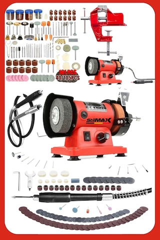 Stilmax STLTM950 Devir Ayarlı Turbo 500W  Taş Motoru + Çok Amaçlı Hortum + Mengene 105 Parça Set