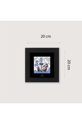 Çini Serisi Kalyon 6 Siyah Çerçeveli Seramik Tablo Pano