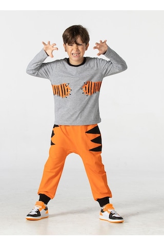 Casabony Tiger Paws Turuncu Pantolon+T-Shirt Takım-Turuncu