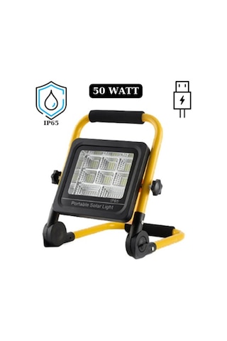 50 Watt Güneş Enerjili Solar Şarj Edilebilir Acil Durum Led Panel Sarı - Siyah