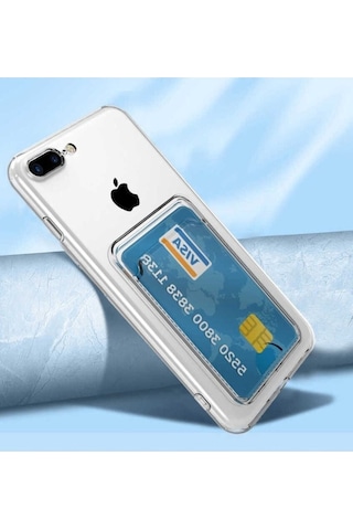 Apple Uyumlu iPhone 8 Kılıf Kartlıklı Şeffaf Zore Setra Clear Silikon Kapak Renksiz