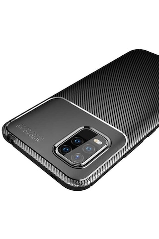 Smcase Xiaomi Mi 10 Lite 5g Kılıf Negro Karbon Desenli Silikon Siyah