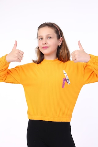 Toontoy Kids Toontoy Kız Çocuk Baskılı Sweatshirt Turuncu