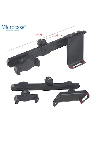 Microcase 2in1 Çift Başlıklı Ayarlanabilir 1 Telefon 1 Tablet Tutucu + 2.1 Mt Tripod - Al5063 Siyah