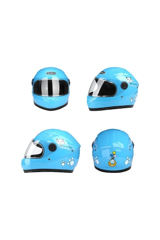 Çocuk Kask Çocuk Kask Elektrikli Araba Kask Sonbahar Ve Kış Erkek Ve Kadın Kask-mavi Blue
