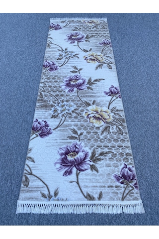 Mor Sarı Kesme Yolluk 80x230 Kesme Saçaklı Akrilik Halı