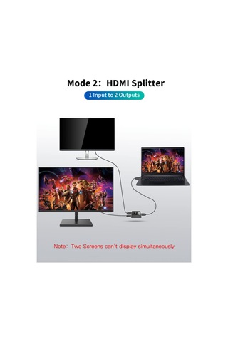 Springsun 4k 2k Hdmı Çift Yönlü Anahtarı - 2 Giriş/1 Çıkış Veya 1 Giriş/2 Çıkış, Hdmı 2.0, 3d Desteği, Manuel Kontrol, Led Gösterge