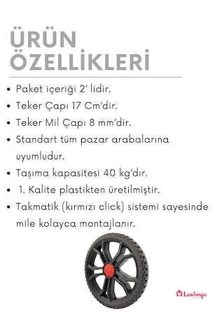 Lavinger 2 Adet Takmatik Pazar Arabası Tekeri Büyük