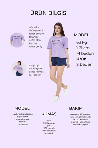 Bella Dossi Pamuklu Kısa Kollu Baskılı Şortlu Kadın Pijama Takımı Mor