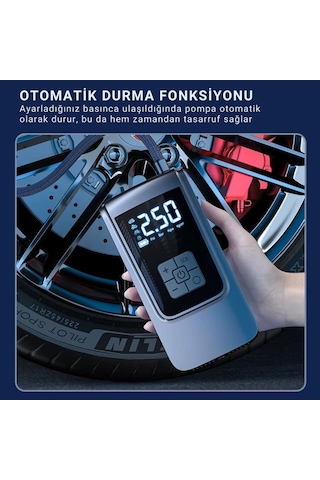 Polham 6000mah Şarjlı 150psi Ultra Hızlı Lastik Şişirme Hava Kompresörü,araç, Motosiklet, Bisiklet Pompası