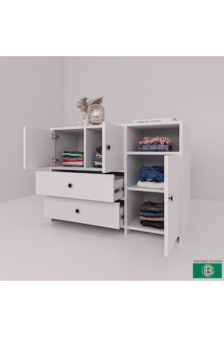 Şifonyer Çok Amaçlı Geniş Depolama Alanlı Çekmeceli Ve Kapaklı