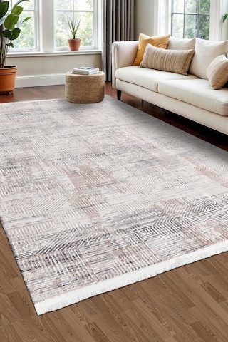 Volora Halı Koleksiyonu Yumuşak Dokulu, Modern İnce Form, Tozumaz Ve Kolay Temizlenebilir Gri - Bej