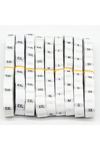 3.2 X 1.2cm Boyut Etiketleri Polyester Kumaş Giyim Etiketi 1 Rulo Yaklaşık 380 Adet , Boyut: Xxxl / 3xl Beyaz