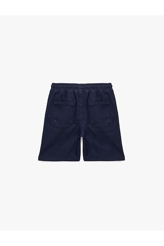 Koton Beli Bağcıklı Lastikli Slim Fit Denim Şort Lacivert 6skb40058td
