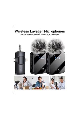 Bfs Yüksek Kalite Profesyonel 3 In 1 Kablosuz Taşınabilir Yaka Mikrofonu Tüylü