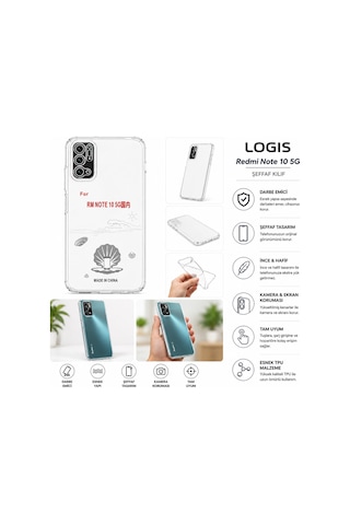 Logis Xiaomi Redmi Note 10 5g Uyumlu Şeffaf Silikon Kılıf Darbe Emici İnce Esnek Şeffaf Telefon Koruyucu Kapak
