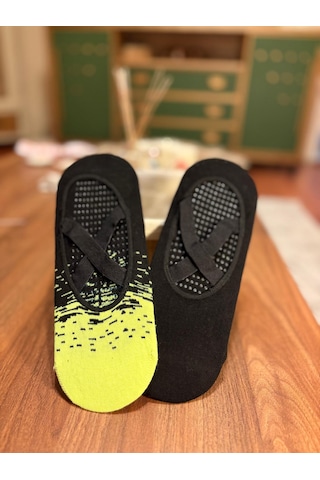 Heren Socks Heren 2'li Kadın Babet Çorap Pamuklu Kaymaz Silikon Taban Yoga Pilates Dans Siyah - Yeşil