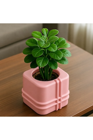 Buradabulabilirsin 3d Baskı Square Planter - Izgara Desenli Küp Saksı-pembe Bbz