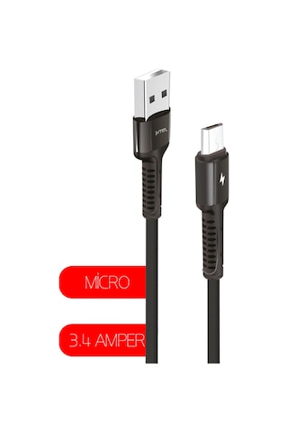 3.4 A Ultra Hızlı Micro To Usb Güçlendirilmiş Hasır Örgü Ultra Şarj Ve Data Kablosu Mt2413