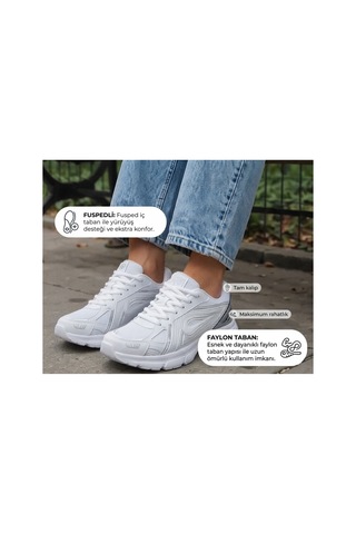 Fıero Mıen Unisex Kadın Erkek Çocuk Garson Boy Rahat Günlük Sneaker Spor Yürüyüş Ayakkabı Beyaz Beyaz