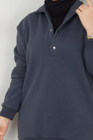 Esilanur Çıkarılabilir Kapüşonlu 3 İplik Şardonlu Sweatshirt Antrasit