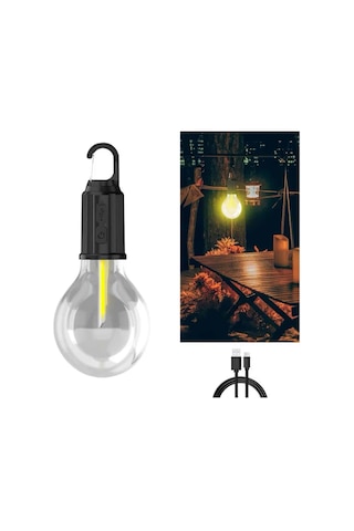 3 Farklı Mod Led'li Şarjlı Asma Kancalı Kamp Lambası Taşınabilir Ampul Renkli