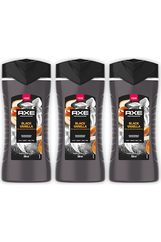 Axe Duş Jeli Black Vanilla 3in1 Vücut Saç Yüz 300 ml x3 Vanilya