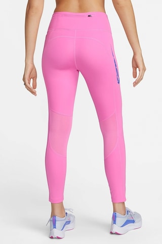 Nike Dri Fit Fast Mid Rise 7/8 Leggings Tight Kadın 3 Cepli Spor Tayt Pembe Pembe