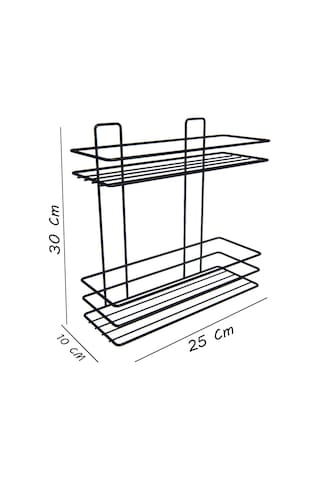 Yapışkanlı 2 Katlı Banyo Rafı Duş Şampuanlık Duvar Düzenleyici Organizer Siyah