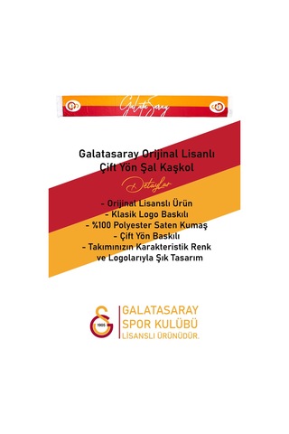 Galatasaray Lisanslı Şal Kaşkol Sarı - Kırmızı.