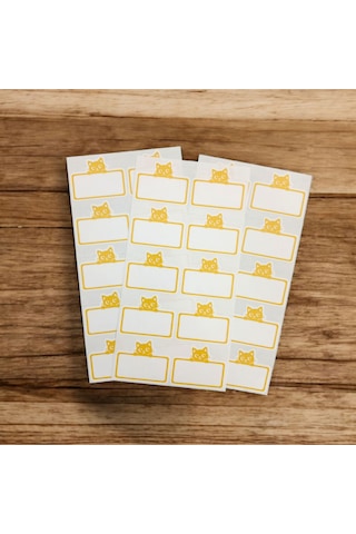 Store 100 Adet Sevimli Kedi Tasarımlı İsim Etiketi - Defter, Kitap, Kavanoz - Düzenleyici Sticker Etiket Çok Renkli