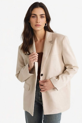 Defacto Regular Fit Ceket Yaka Süet Blazer Ceket E7236ax25aubg220 Bej