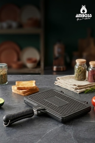 Vento Döküm Ocak Üstü Tost Tavası Siyah