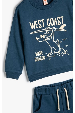 Koton Takım 2'li Şort Sweatshirt Köpek Baskılı Pamuklu Lacivert 4smb10234tk 4SMB10234TK712 Lacivert