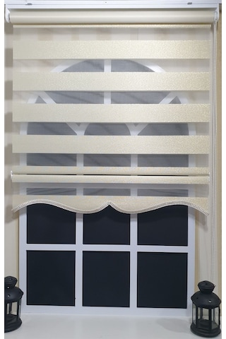 Zebra Stor Perde Altın Simli Etek Dilimli St 007