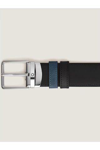 Montblanc Everyday Süet Siyah 35 Mm Çift Taraflı Deri Kemer 22100 Mavi