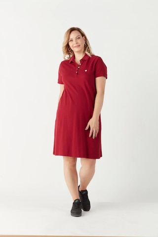 Moda Berray 3010 Bordo Günlük Tarz Lacoste Kumaş Büyük Beden Elbise Bordo