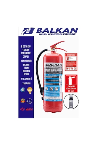 6 Kg Ruhsata Uygun 4 Yıl Tozlu Yangın Tüpü Set Talimat-levha-askı