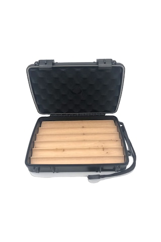 Quantum Seyahat Tipi 6 İçi Sedir Siyah Humidor Puro Kutusu - Trz3006