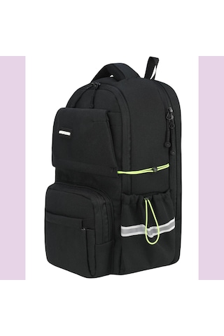 Ortopedik Ultra Lüx Büyük Boy 45 30 20 Cm Su Geçirmez Laptop Bölmeli Sırt Çantası Siyah