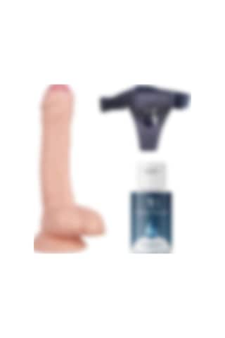 Red Fox Belden Bağlamalı Kayganlaştırıcı Set Noctis 18cm Realistik Dildo No:100