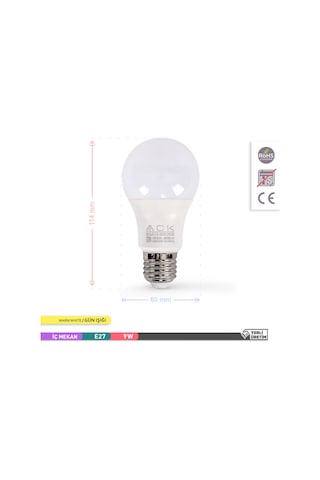 Ack 9w Led Ampul 3000k Günışığı E27 5'li Eko Paket