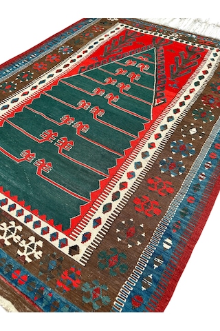 El Dokuma Antika Obruk Kilimi 130x180 Kök Boya İnce Koleksiyonluk Kilim