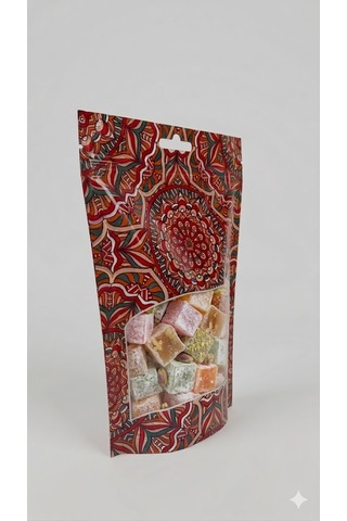 Kırmızı Hazır Desenli Doypack - 100 Adet 17,5x25