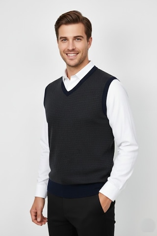 Erkek V Yaka Süveter Çelik Örgü Regular Kalıp Bgl-st04840 Lacivert