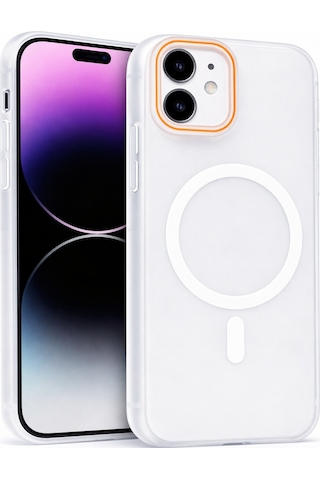 Apple Uyumlu iPhone 11 Magsafe Wireless Şarj Özellikli Mat Sert Arka Kapak Kılıf Beyaz