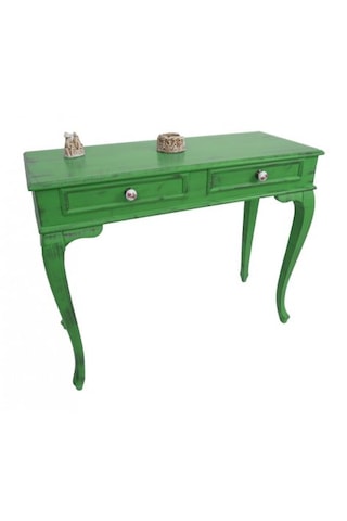 120 Cm Çekmeceli Yeşil Eskitme Dresuar & Makyaj Masası Yeşil