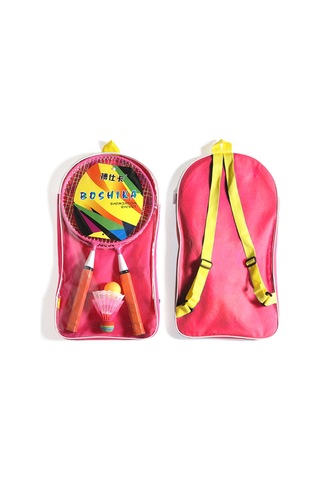 Geeksen Çocuklar İçin Eğlenceli Badminton Seti - Pembe Raket, Top Ve Taşıma Çantası