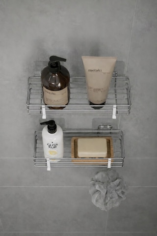 Sas Haus Tek Katlı Duş Rafı Kancalı Banyo Şampuanlık & Organizer 2 Adet Krom Tş-01 Krom