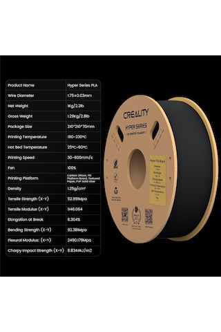 Creality Hyper Pla Siyah Filament 1.75mm 1kg - Urhanshop Yetkili Satış